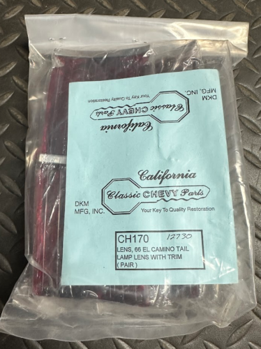 DKM MFG, INC. Tail Lamp Lens w/ Trim (Pair) - CH170 - For Chevrolet El Camino 66