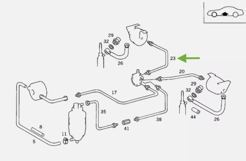 Mercedes-Benz Convertible Top Hydraulic RH Line - 126-320-72-72 - For MBZ 420SEL