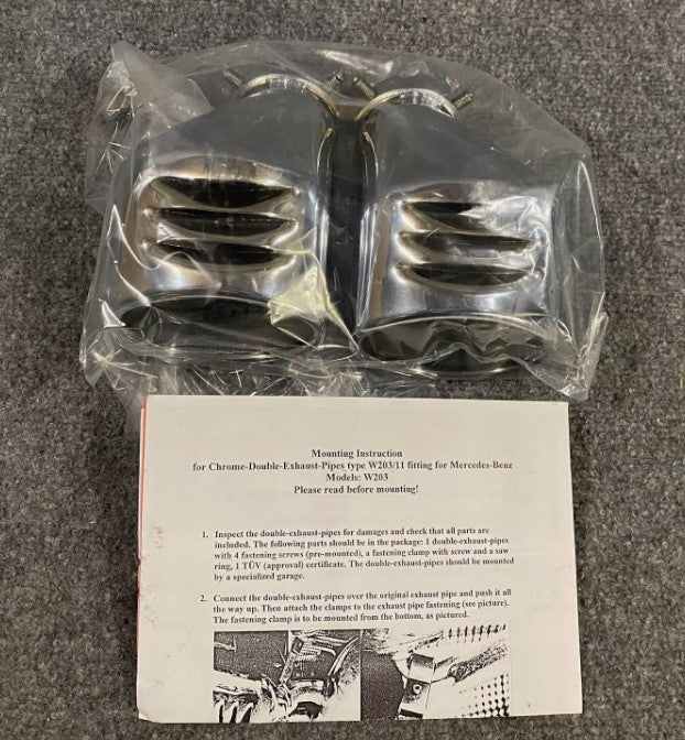 SCHATZ Chrome Double Exhaust Pipes - 203 6081 - Fits Mercedes-Benz C240 & C320