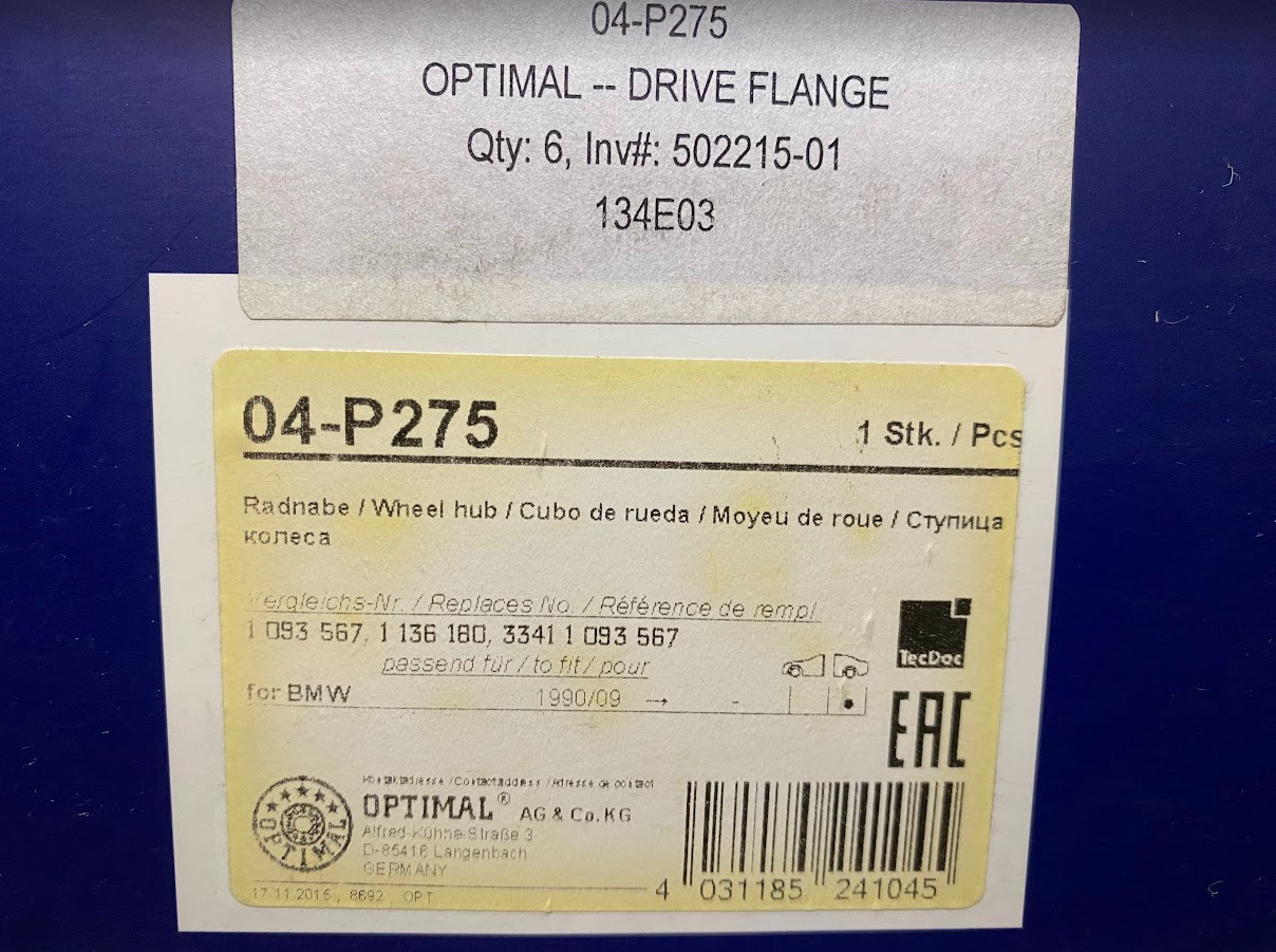 Optimal Rear Wheel Hub - 04-P275 / 33-41-1-093-567 -Fits 325Ci, 328i & More
