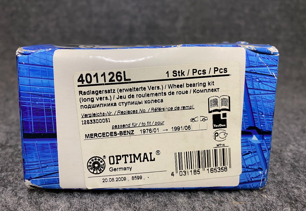 Optimal Front Outer Wheel Bearing Kit - 401126L / 1263300051 - For 300SD & More