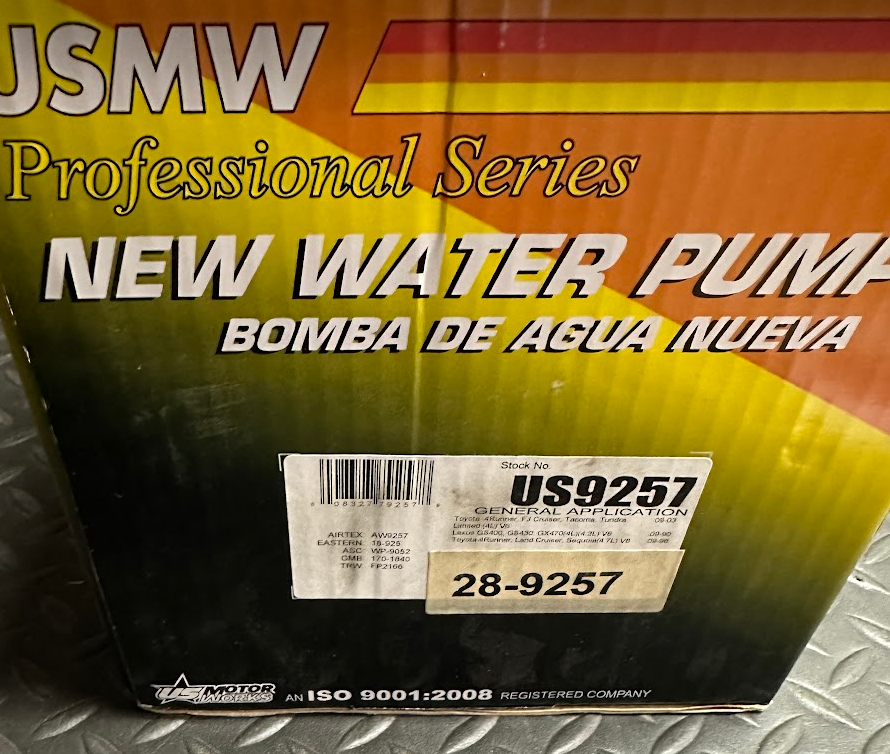 USMW Engine Water Pump - US9257 / GMB 170-1840 - Fits Toyota 98-09 / Lexus 90-09