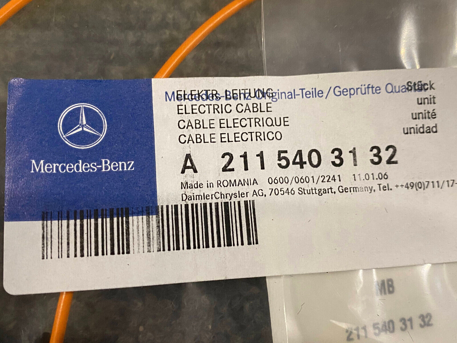 Mercedes-Benz Electrical Line - A211-540-31-32 - Fits MBZ C 230 & Others