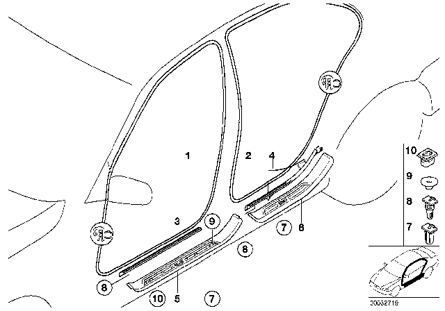 Rear Door Edge Protection - 51-72-8-259-915 - For BMW 525i / 528i & Others