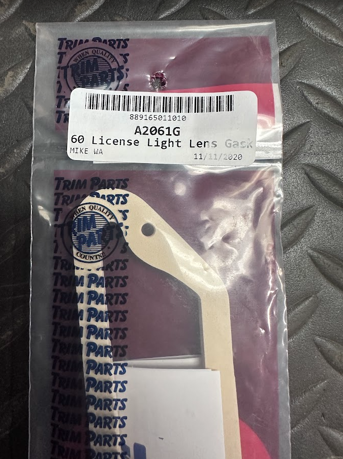 Trim Parts License Light Lens Gasket - A2061G - For Chevrolet Full Size Car 1960