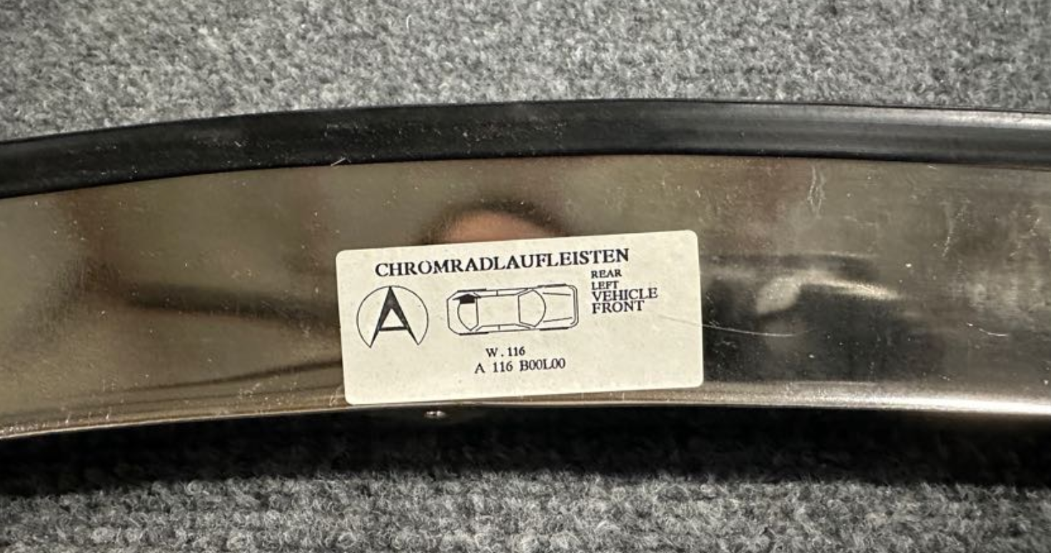 Rear Left Chrome Trim - A116 B00L00 - Fits Mercedes-Benz W116 1973-1980