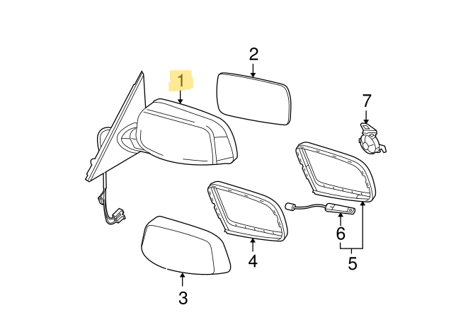 BMW Front LH Mirror Assy - 51-16-7-128-645 - For BMW 525i, 530i & 545i (2004-05)