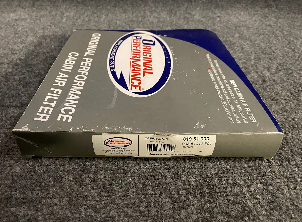 Original Performance Cabin Air Filter - 819 51 003 - Fits Toyota & Lexus 99-2010