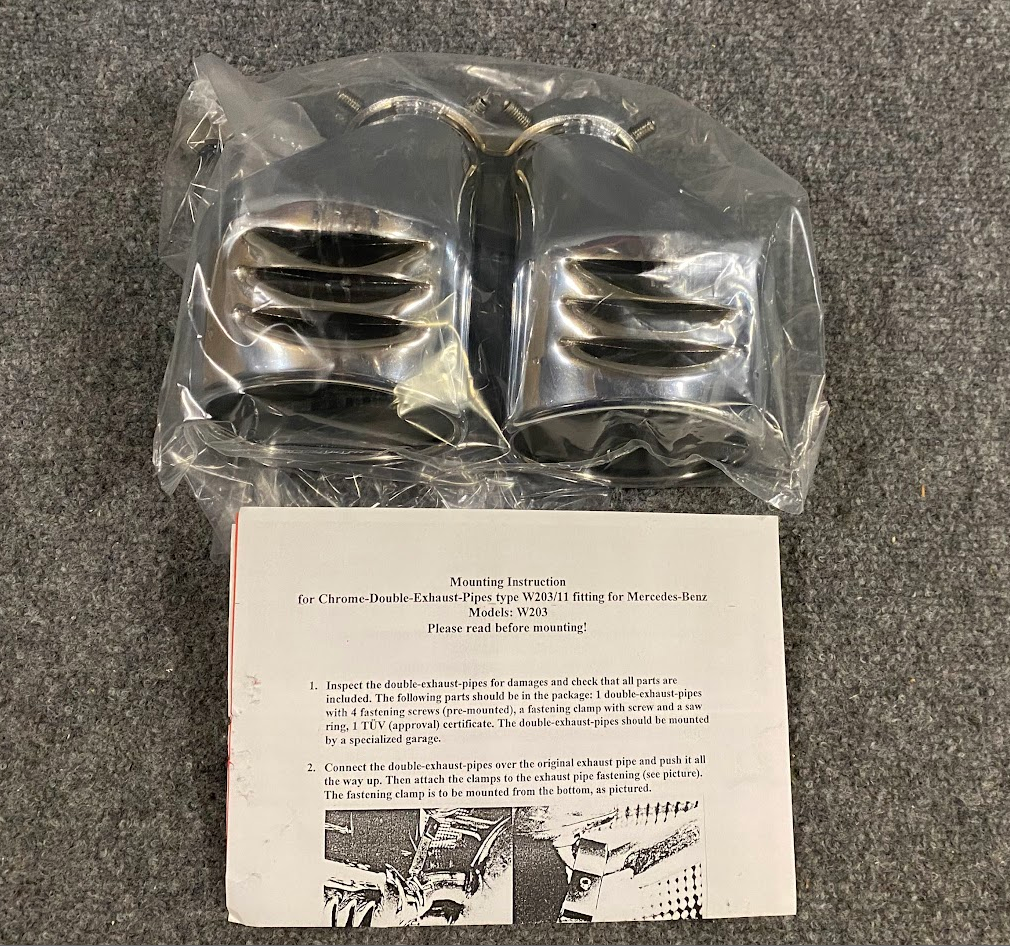 SCHATZ Chrome Double Exhaust Pipes - 203 6081 - Fits Mercedes-Benz C240 & C320