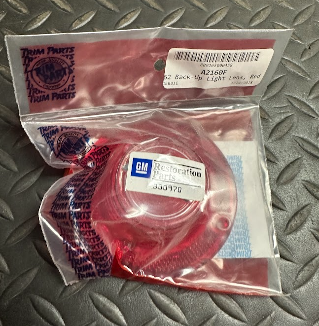 Trim Parts Back Up Light Lens - A2160F - For Chevy Bel Air, Biscayne & Impala 62