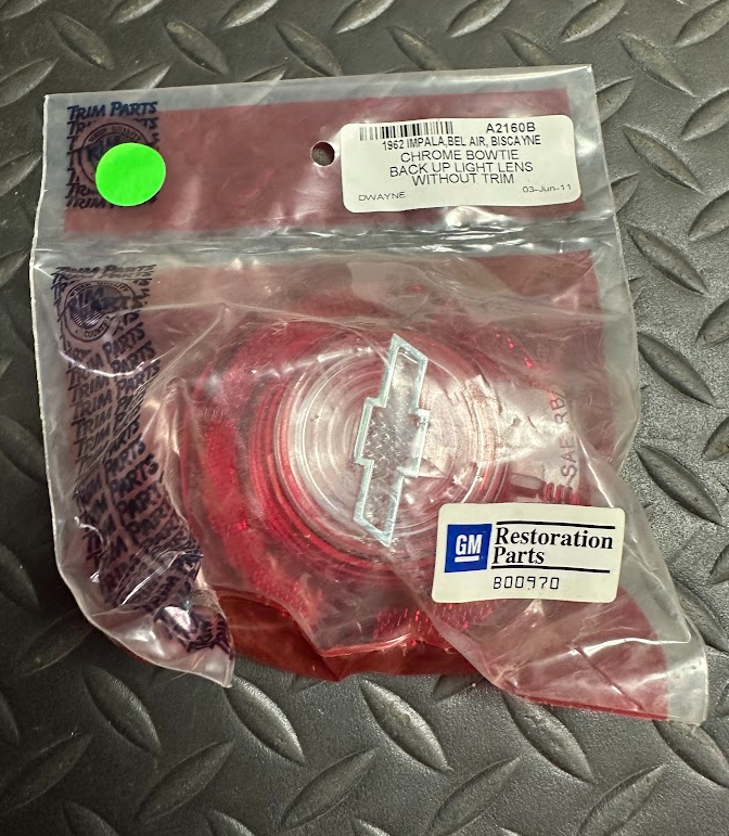 Trim Parts Back Up Light Lens W/O Trim - A2160B -For Chevy Bel Air & Others 1962