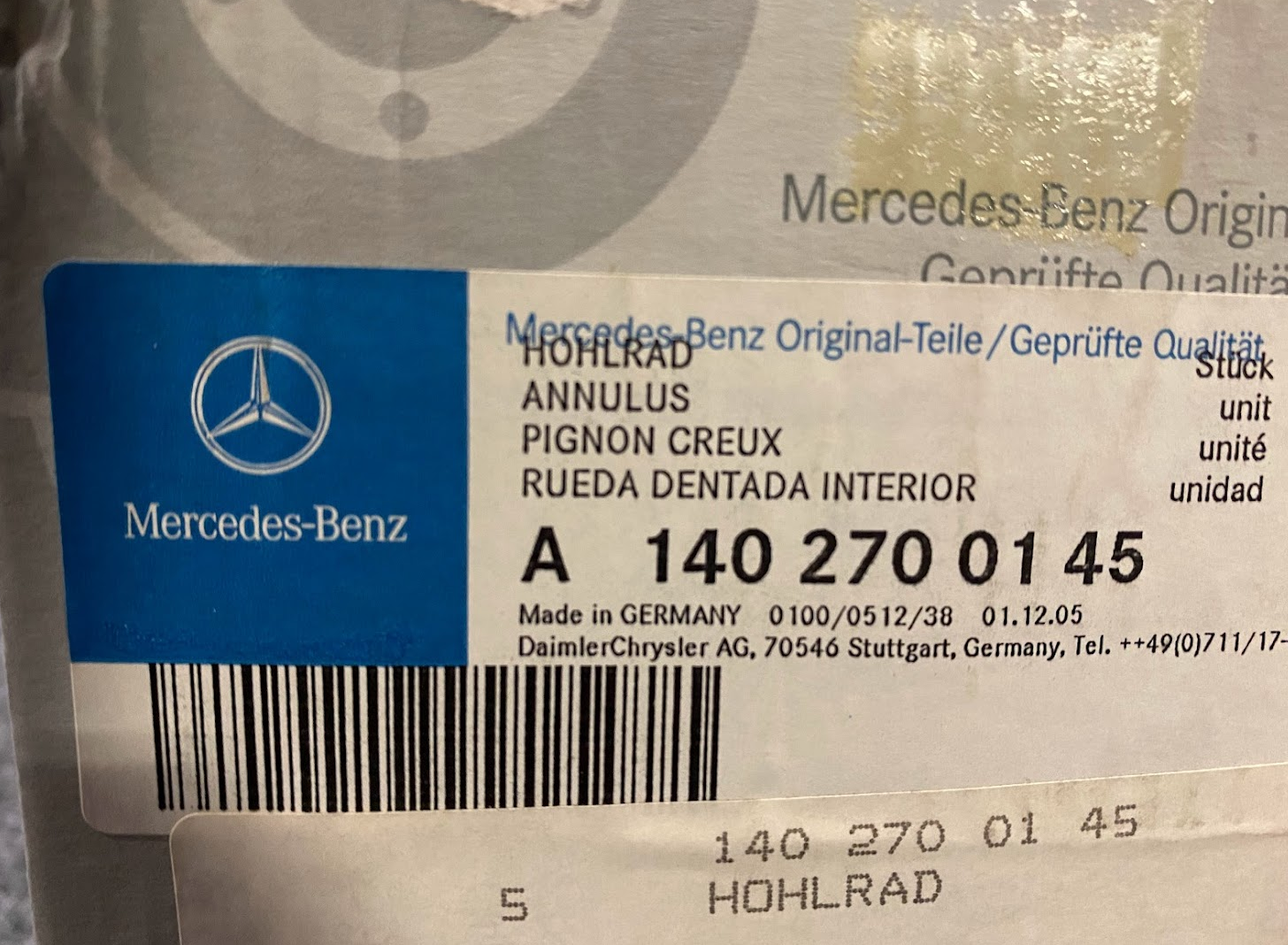 Mercedes-Benz Annulus - Ring Gear - 140-270-01-45 - For MBZ W140 & More