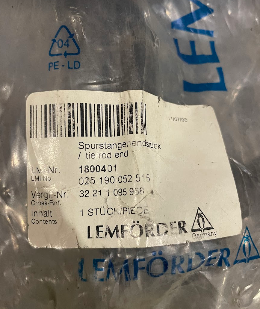 Lemforder Front RH Outer Tie Rod End - 180040 1 - For BMW 323Ci, 323i & More