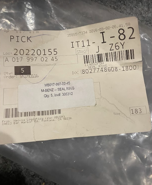 Mercedes-Benz O-Rings 4 pcs - A 017 997 02 45 - For MBZ GLK350, S350 & More