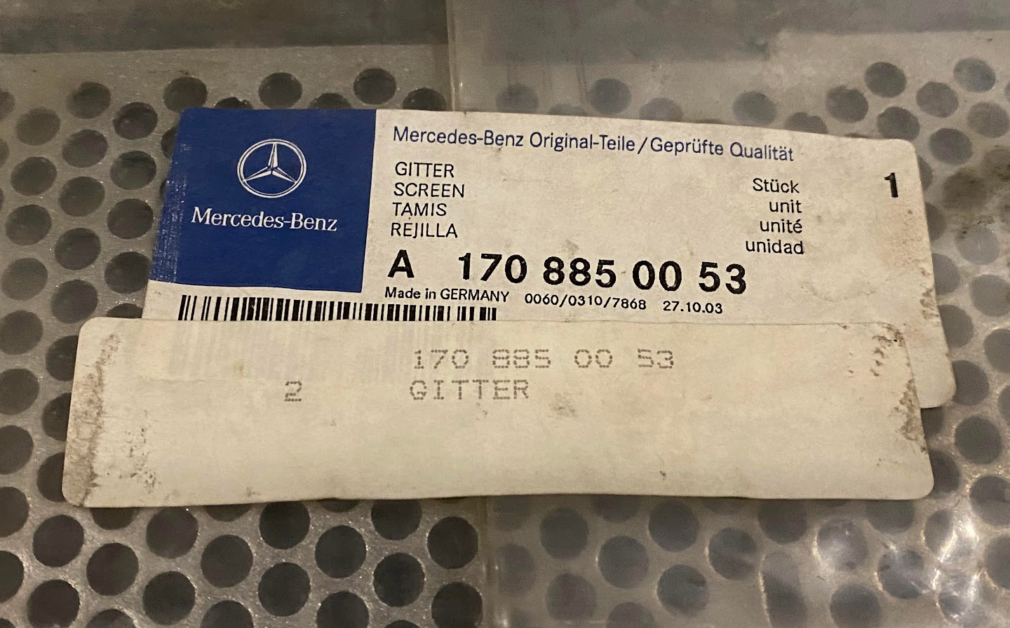 Mercedes-Benz Front Center Grille - A 170 885 00 53 - Fits SLK230, 320 & 32 AMG