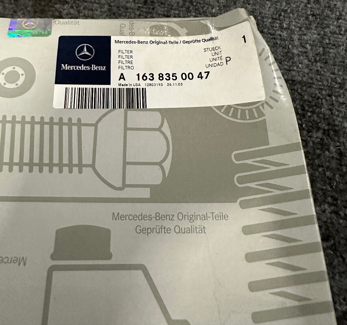 Mercedes-Benz Filter - A1638350047 - Fits MB ML320 / ML430 & ML55 AMG