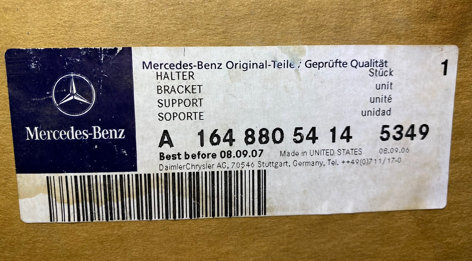 Mercedes-Benz Front Bumper TS Bracket (1 PC) - 16488054145349 - For MBZ ML-Class