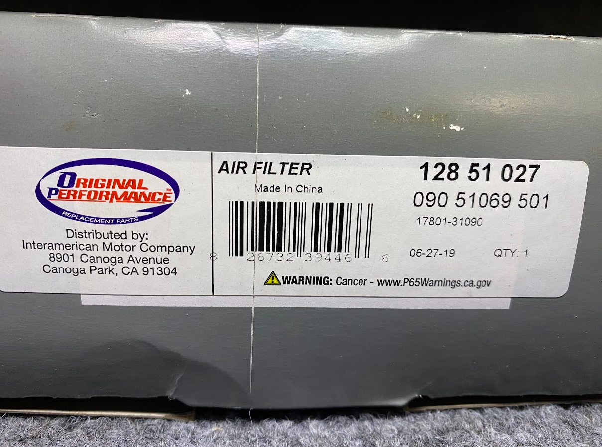 Original Performance Air Filter - 09051069501 / 128 51 027 -Fits Toyota Tacoma