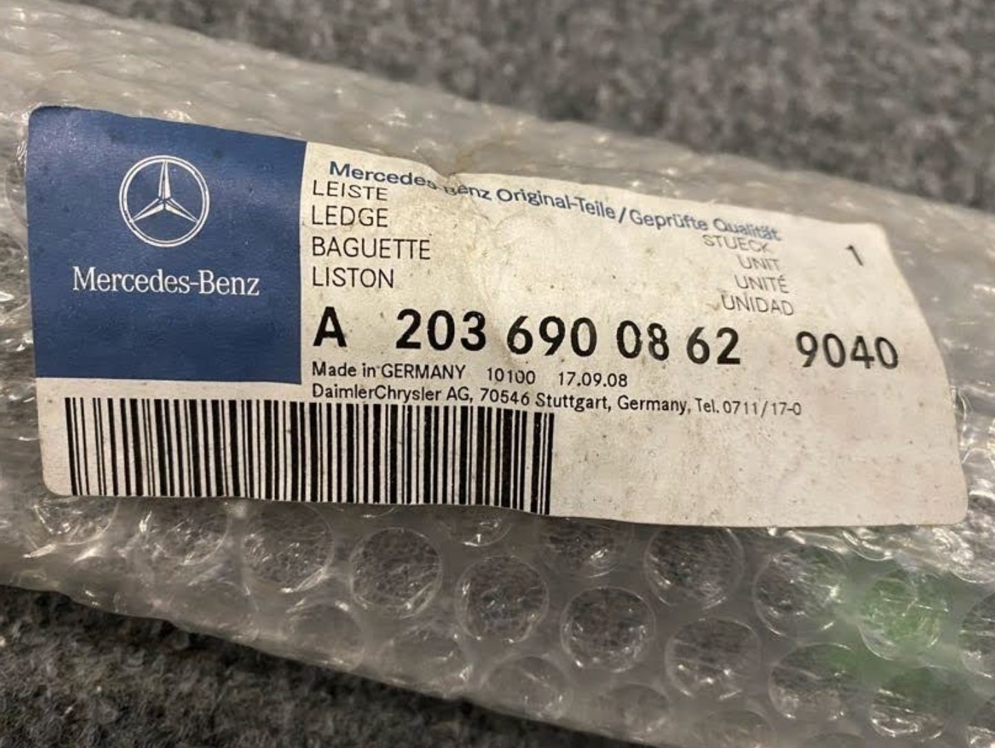 Mercedes-Benz Rear Body Side Molding - 203-690-08-62-9040 - Fits MBZ C230, C320