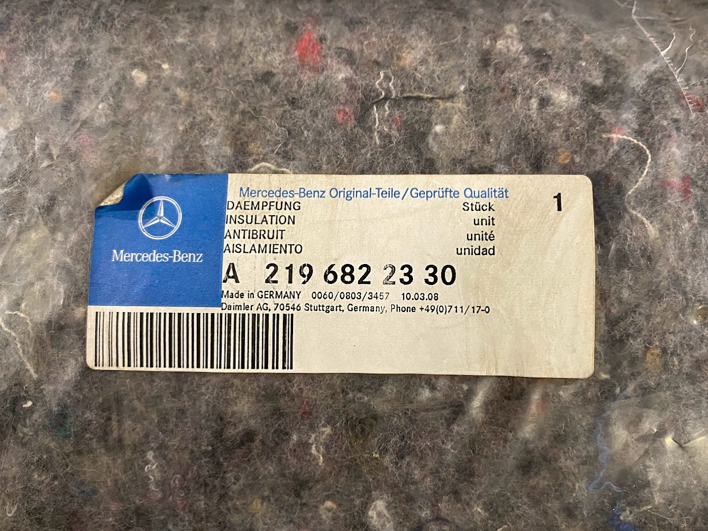 Mercedes-Benz Luggage Compartment LH Insulation - A 219 682 23 30 - Fits MBZ CLS