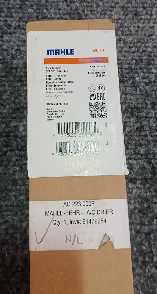 MAHLE Air Conditioning Dryer - 8FT 351 198-471 / OE 64-53-6-907-403 - Fits BMW