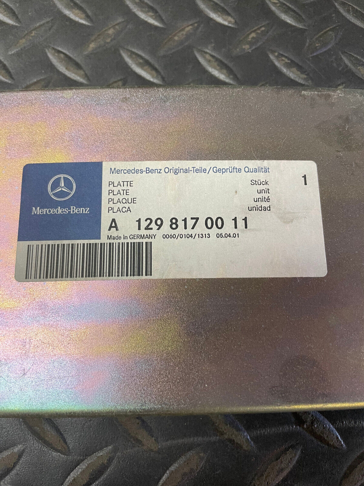 Mercedes-Benz Plate - 129-817-00-11 -For MBZ 300SD / 500SEC / 400SE & Others