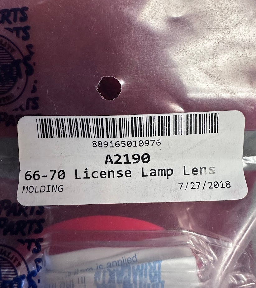 Trim Parts License Plate Lamp Lens - A2190 - For Chevy Full Size Car 1966-1972