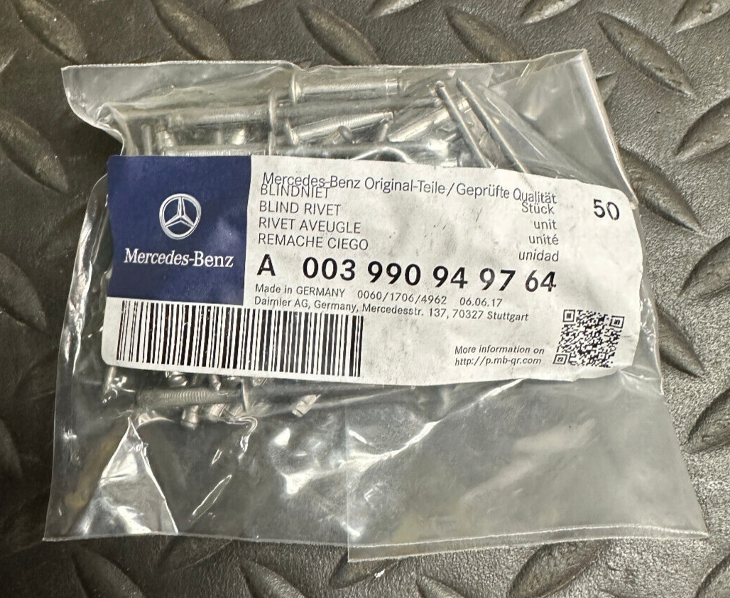 Mercedes-Benz Bumper Cover Rivet (50) - A003990949764 - Fits MBZ SL55 AMG & More