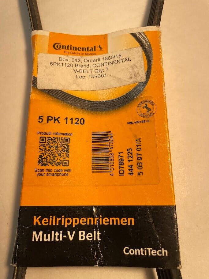 Continental V-Belt - 5PK1120 / 079-903-137 - For Audi, Mitsubishi, Dodge & More