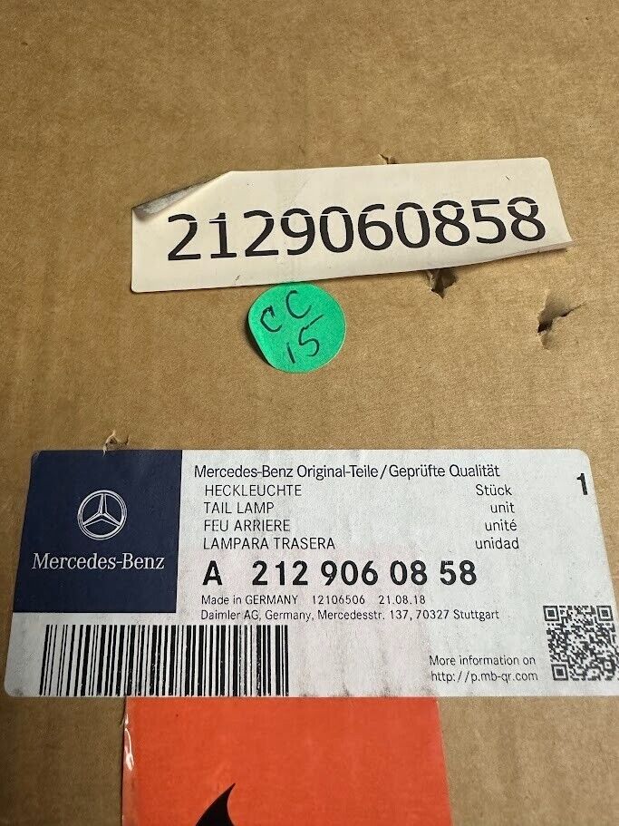 Mercedes-Benz RH Outer Tail Light - 212-906-08-58 -For MBZ E350, E550 & E63AMG