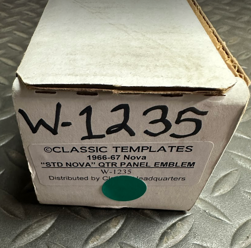 Classic Templates STD qtr. Panel Emblem Template Kit - W-1235 -For Nova 66-67