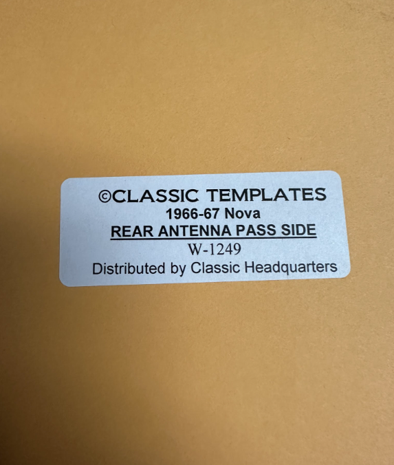 Classic Templates Front Antenna Passenger Side Template Kit - W-1249 - For Chevy