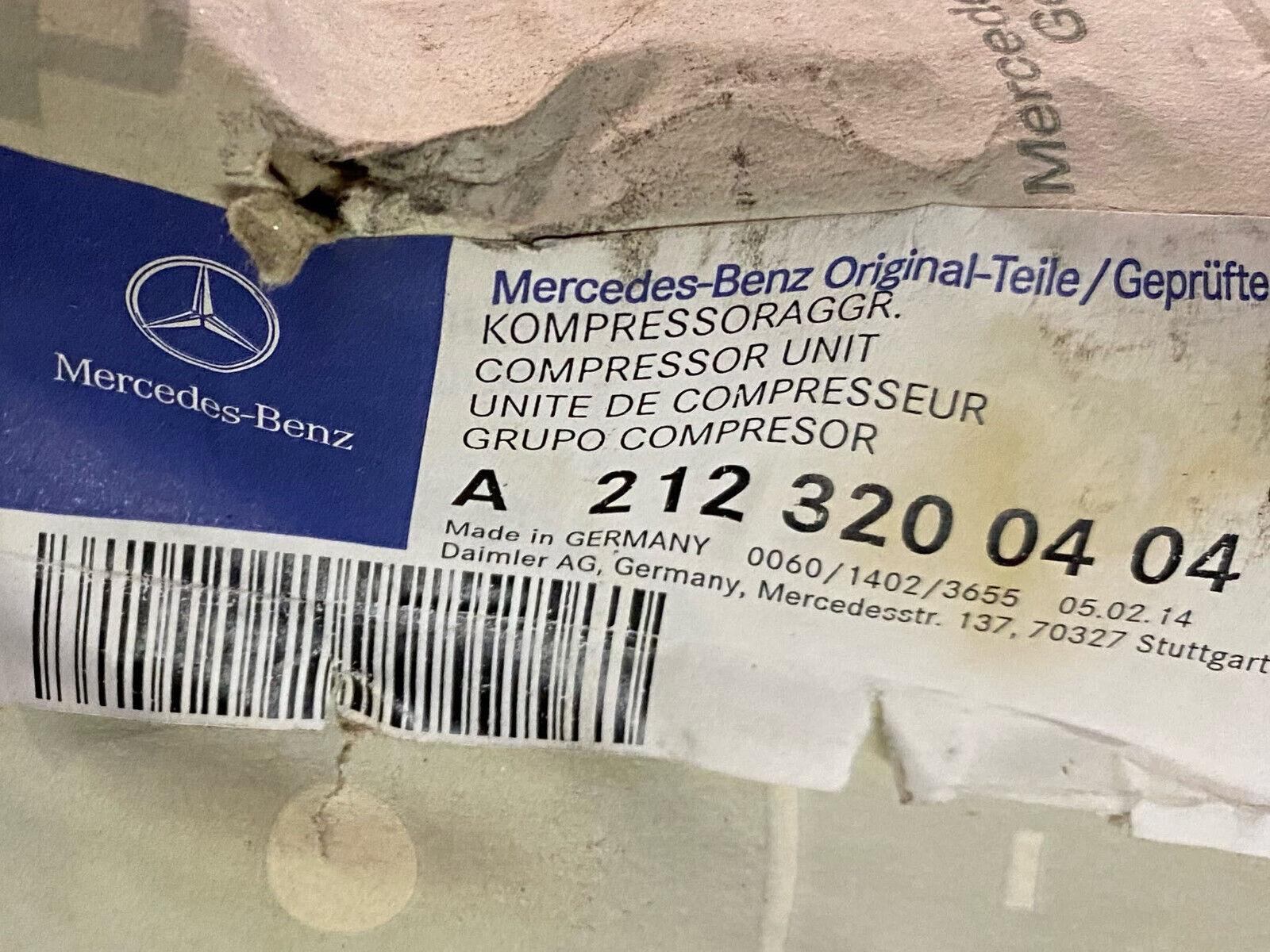 Mercedes-Benz Air Susp Compressor Unit - A 212-320-04-04 -Fits MBZ E250 & Others