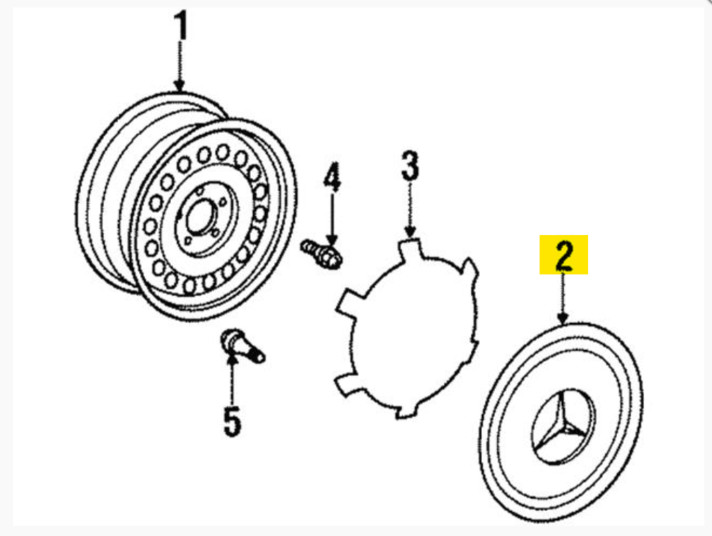 Mercedes-Benz Wheel Cover - A 140 400 00 25 - For MBZ SL500, 500SL, SL320 & More