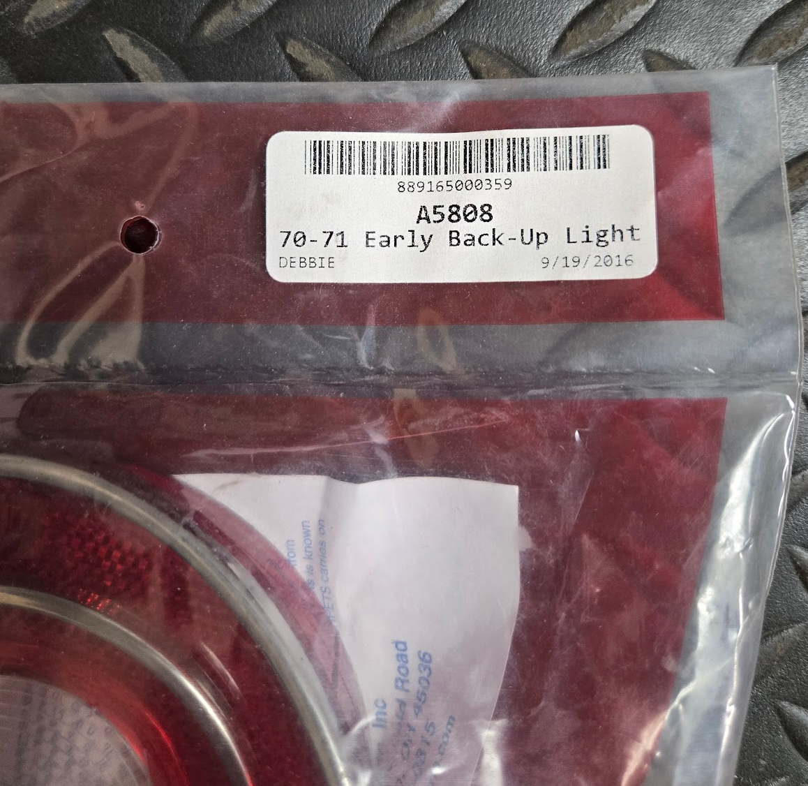 Trim Parts Back-Up Light Assy - A5808 - For Chevrolet Corvette 1970-1971