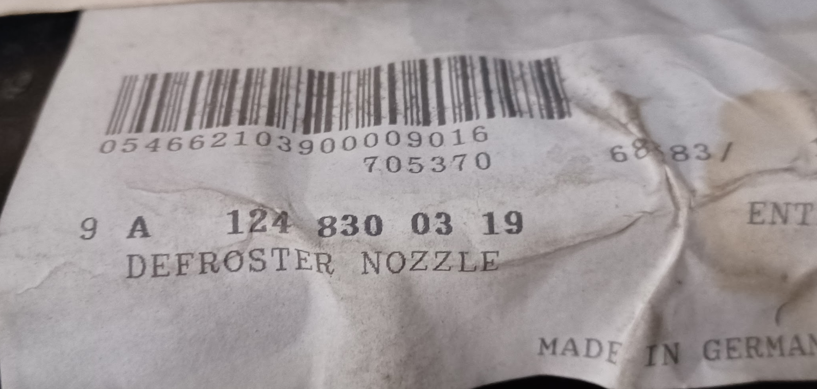 Mercedes-Benz Left Defroster Nozzle - A 124 830 03 19 - Fits MBZ E-Class 90-96