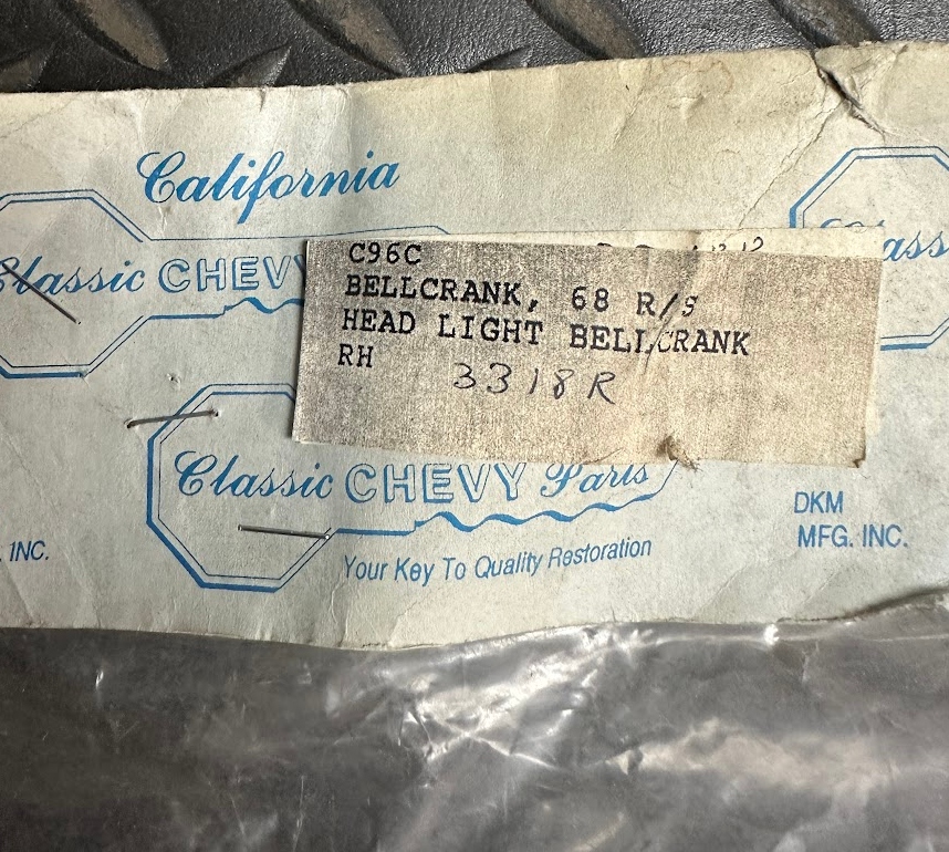 DKM MFG, INC. RH Headlight Bell Crank - CCP C96C - For Chevrolet Camaro RS 1968
