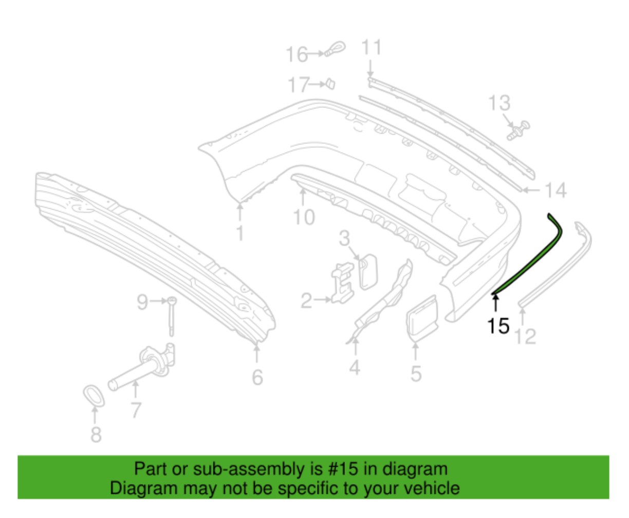 BMW Rear Bumper Right Covering - 51128184506 - For BMW 528i & 540i 1997-2000