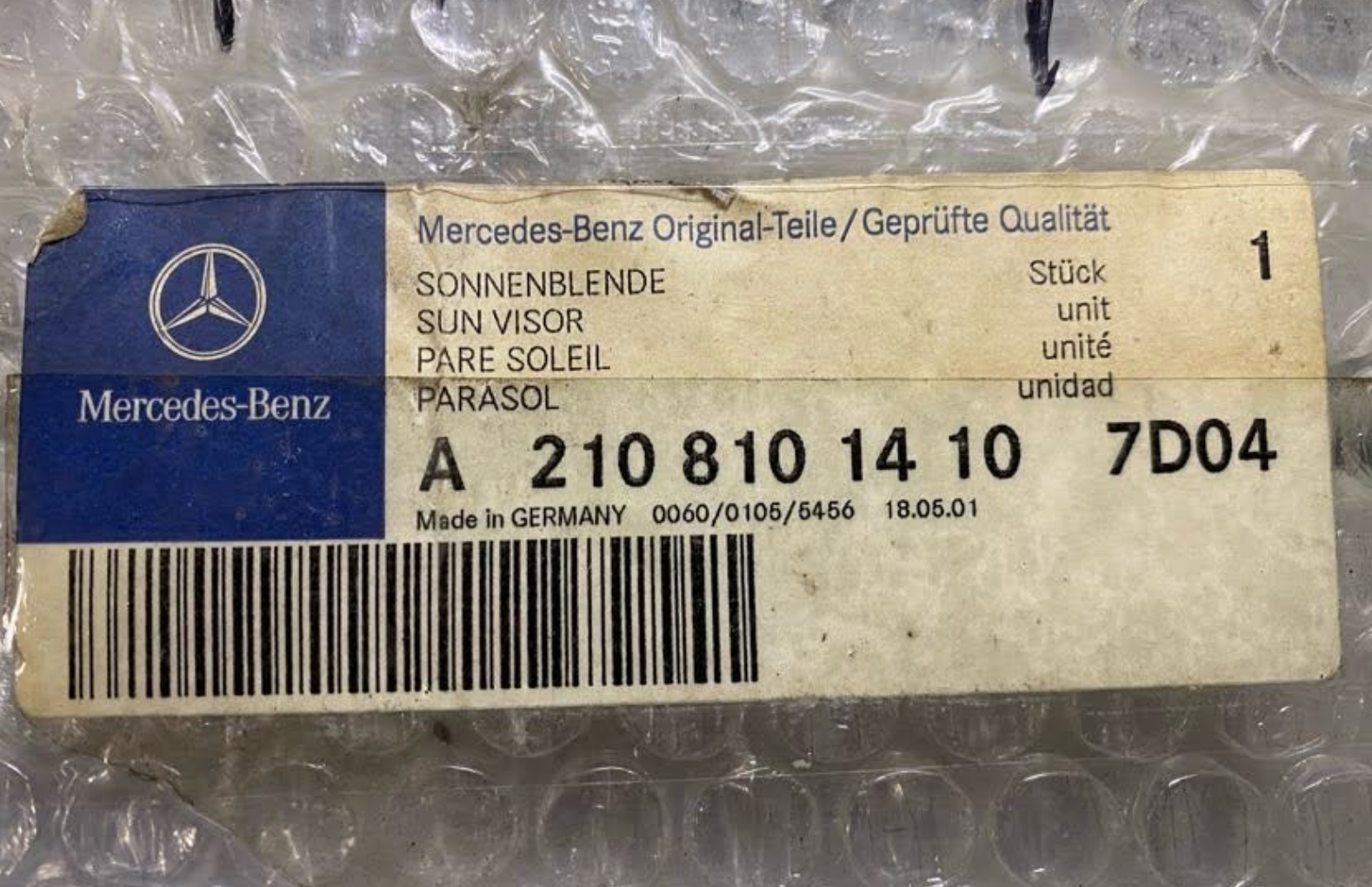 Mercedes-Benz Right Sun Visor - 210-810-14-10-7D04 - MBZ E300, E320, E430 & More