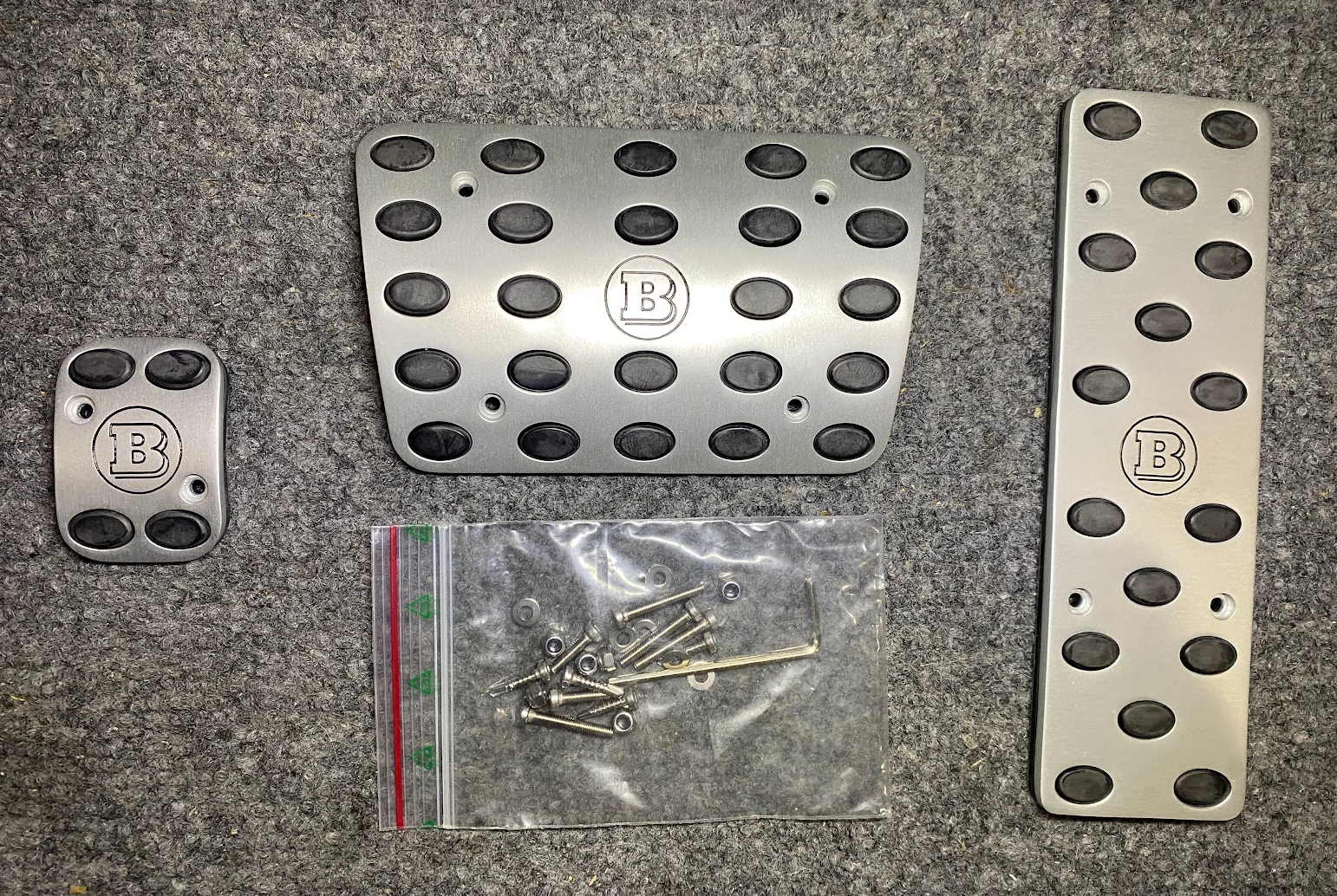 Brabus Aluminum Pedal Pad Set Matte Silver - 000-816-10 -MBZ W230 C-Class & More