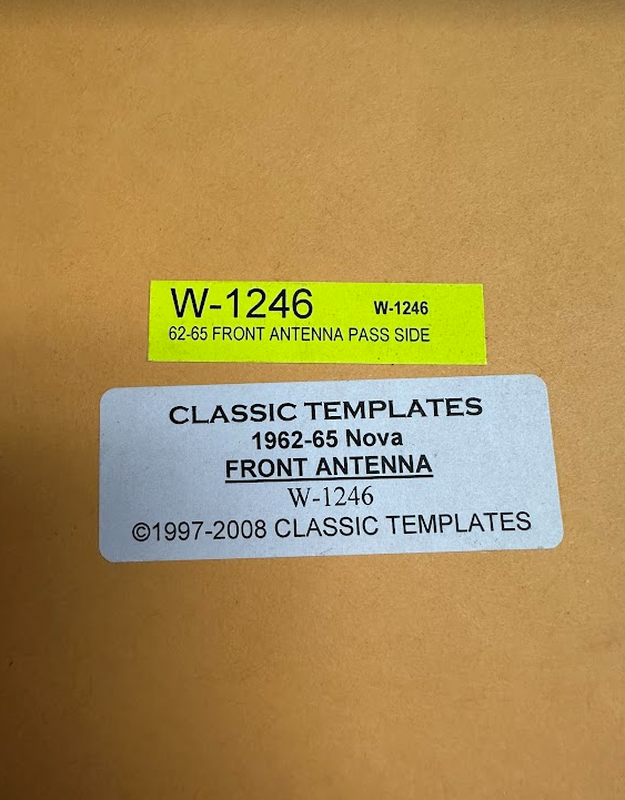 Classic Templates Front Antenna Passenger Side Template Kit - W-1246 - For Chevy