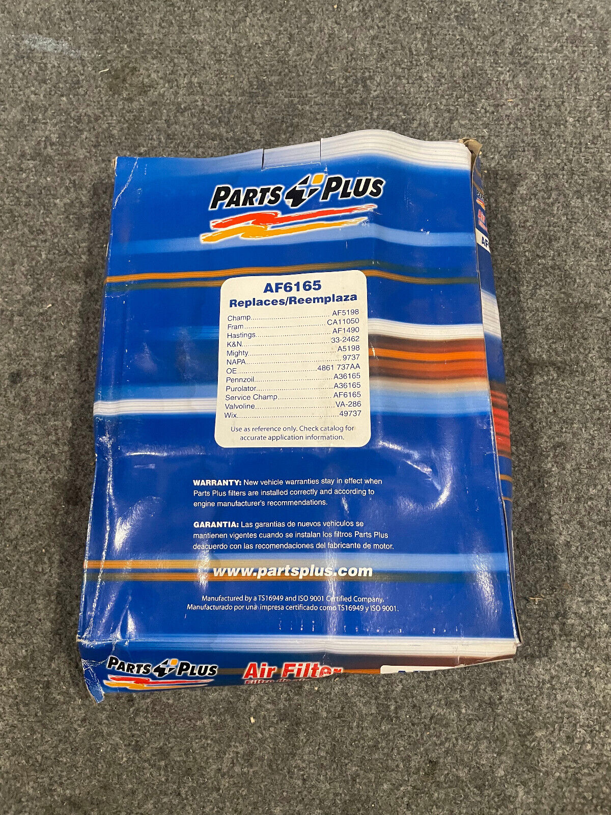 Parts Plus Air Filter - AF6165 - For Volkswagen / Chrysler & Dogde