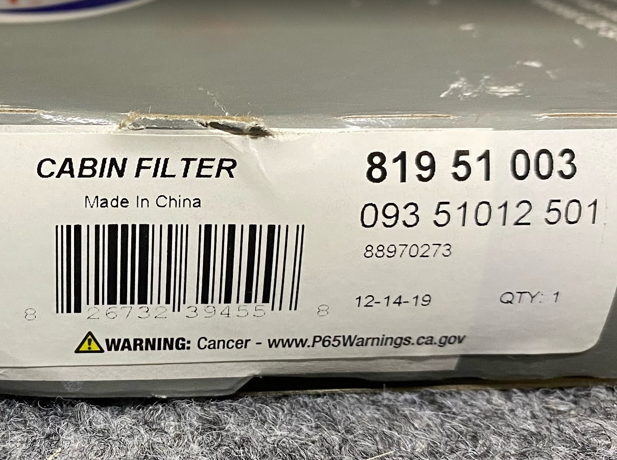 Original Performance Cabin Air Filter - 819 51 003 - Fits Toyota & Lexus 99-2010