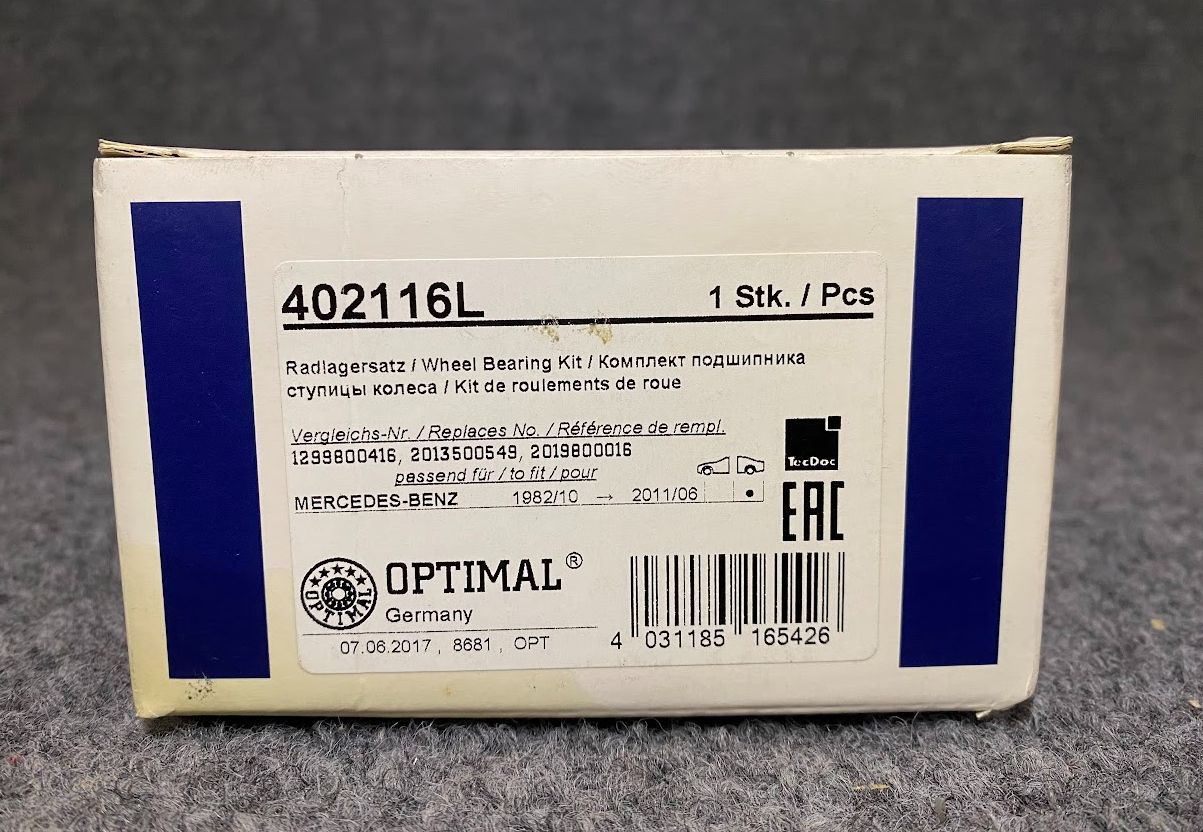 Optimal Rear Wheel Bearing Kit - 402116L / 129-980-04-16 - For MBZ 1990-2002