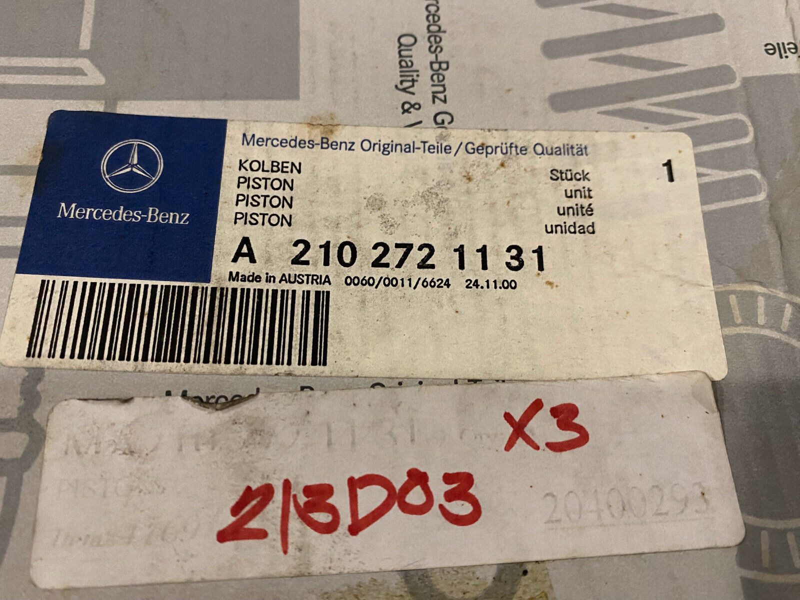 Mercedes-Benz Piston - A 210 272 11 31 - Fits MBZ E320 / ML320 / C230 & Others