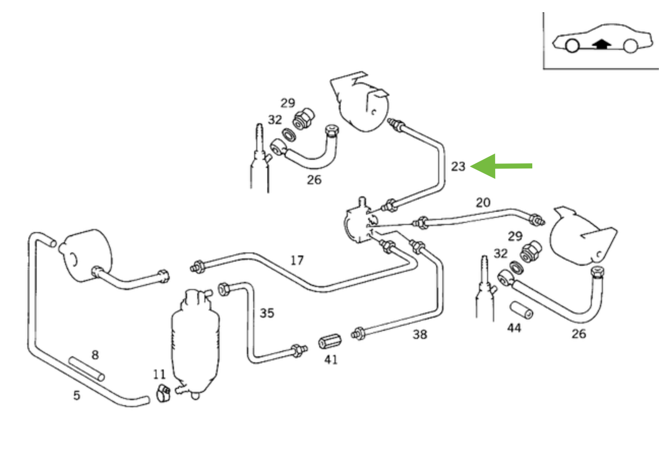 Mercedes-Benz Convertible Top Hydraulic RH Line - 126-320-72-72 - For MBZ 420SEL